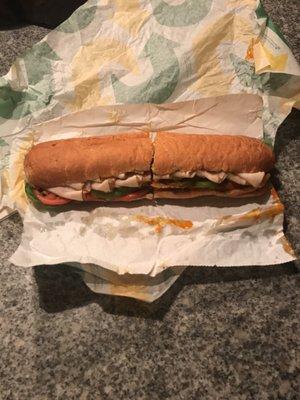 Perfect turkey sub
