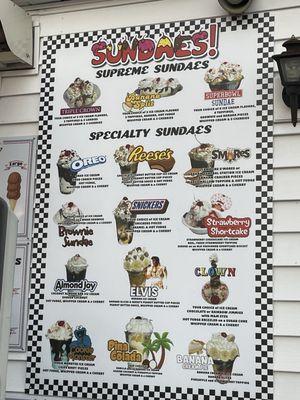 Sundae menu