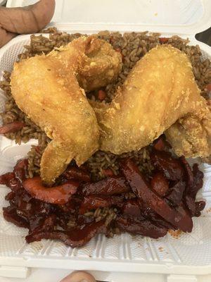 Combination plate 2 appetizers, chicken wings and boneless spare ribs