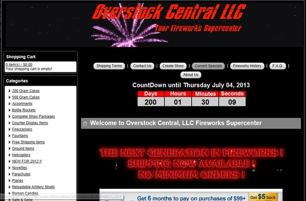 Buy Fireworks Online at www.Overstockcentralfireworks.com
