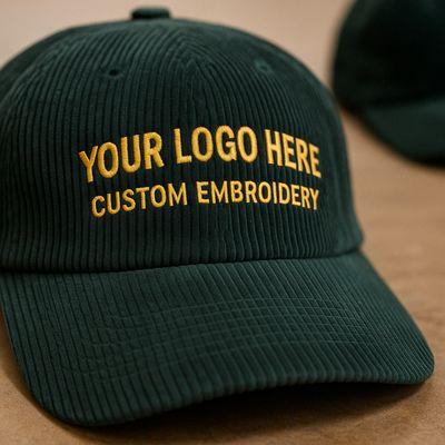 Your logo, your way -- stitched with precision. No minimums. Start your hat order today.