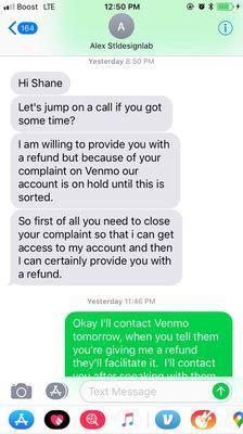 Dozens of fake "we're working on your refund" texts
