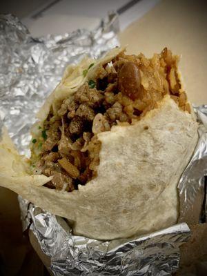 Carne asada burrito no sour cream no guacamole (as requested) I give it a 7.2 / 10