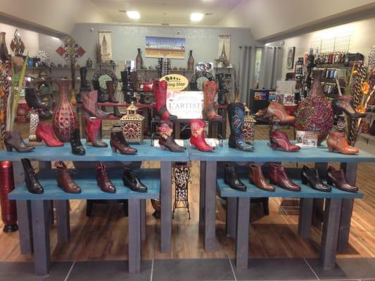 Spring Step has fun, unique & colorful styles for fall! And the prices are very reasonable especially for hand-painted leather!