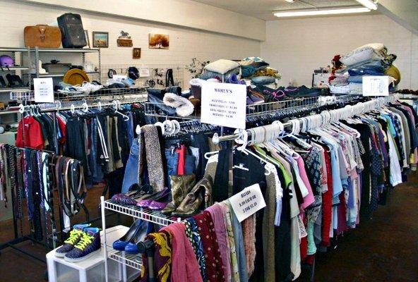 We have a great selection of clothing for men, women, and children!