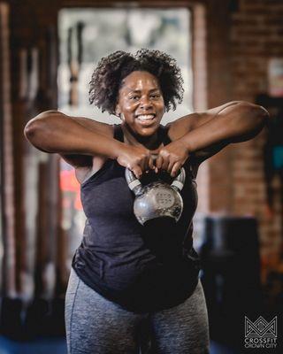 April getting strong and having fun