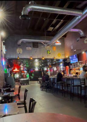 Picture from the front of the bar looking to the back