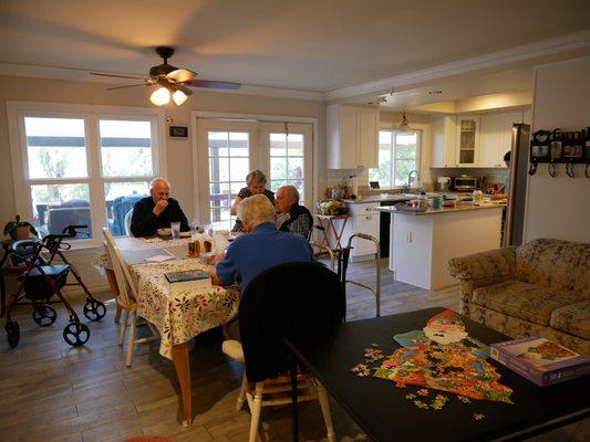 Some of the residents enjoying dinner together