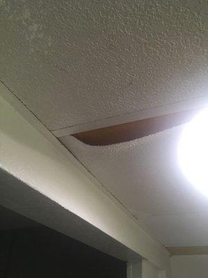 Ceiling in bathroom.
