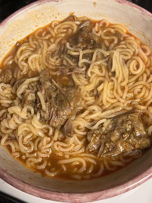 Wife's Loves their Birrieria Ramen!! This portion is HUGE! Easily feeds 2 people. Comes with chopped onions and cilantro. (Not in pic)