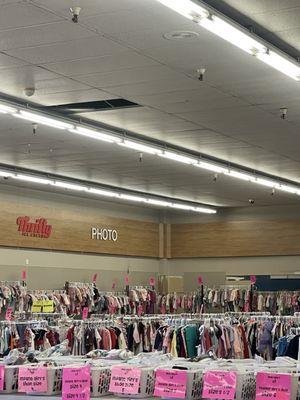 Racks and racks of clothing (happened to snap a photo with no one in it!)