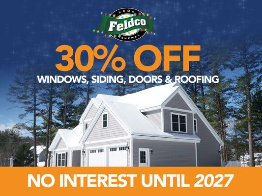 30% Off Windows, Siding, Doors, and Roofing at Feldco