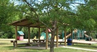 Play area and picnic tables