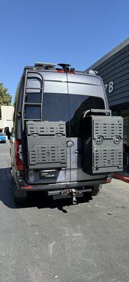 Sprinter van with rear cargo storage
