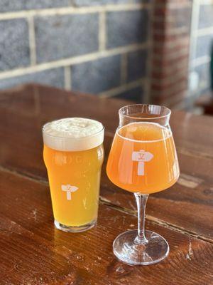 Left: Holland neverhollyv(4.5% pale ale) Right: strawberry goggles (5.5% sour)