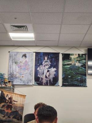 Banners all over the walls.