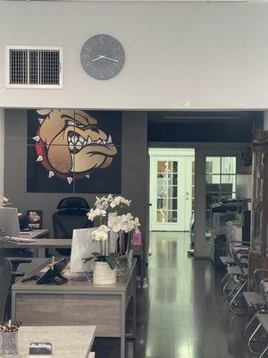 Waiting in the office.