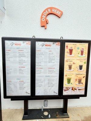 The drive through menu