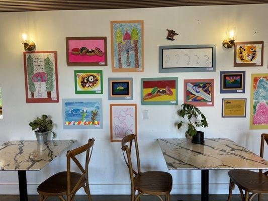 Art on display inside Bob's donuts.