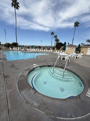 Hot tub and pool, open 8am to 8 pm