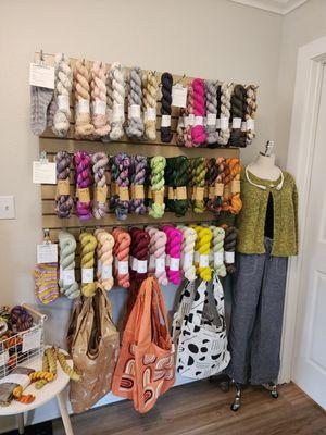 Hand dyed yarn wall