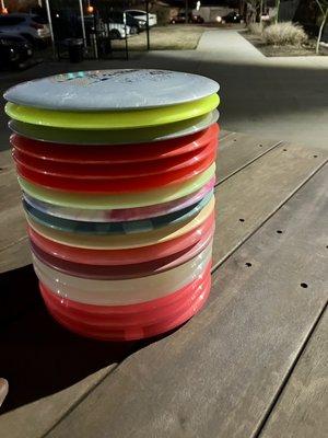 Nice stack of used discs with that fresh tacky feel.