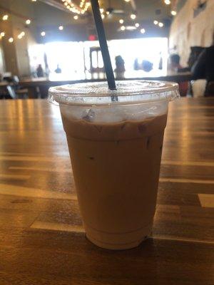 Iced latte (they charge 50 cents more for iced beverages).