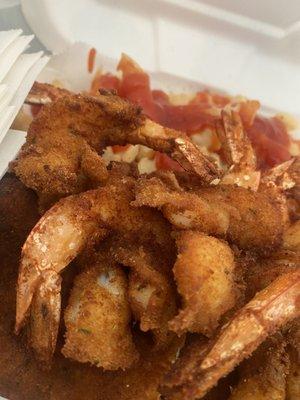 The #4 1/2 Fried Shrimp & Flounder with Fries