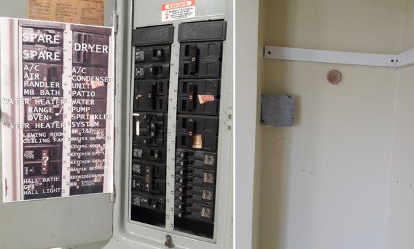 had to hire an electrician to figure out what the breaker to #19 went to; the tenants had run a line to the closet