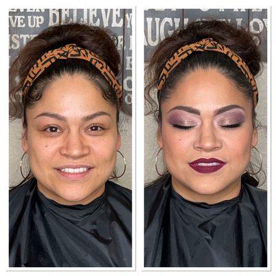 Makeup Look before and after