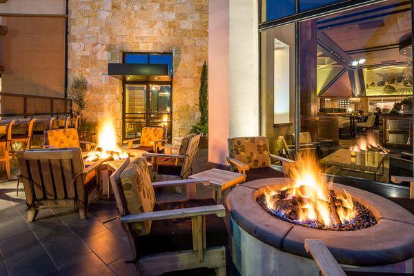 Outdoor patio dining and fire pits