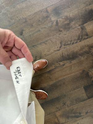 Why ? Why would you right in sharpie on 3 dress shirts ?! The ones I wear untucked to boot . Never again