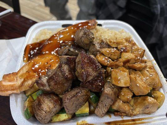 Hibachi Chicken, Steak & Salmon