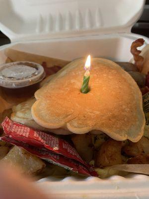 Thank you for including a candle in my breakfast.