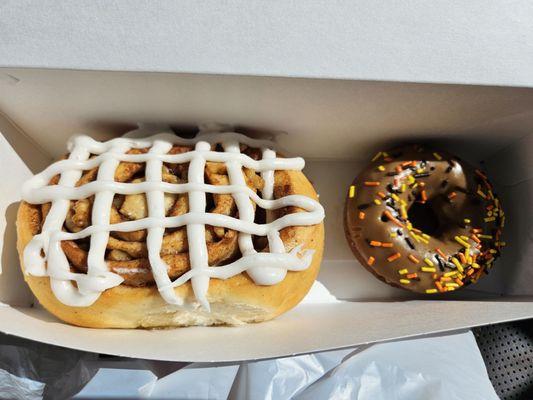 Huge Cinnamon Roll & Spiced Cake w/ Maple Glaze Donut