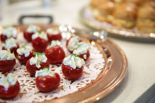 Peppadews stuffed with herbed gournay