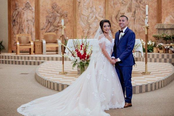 Long bridal dress train