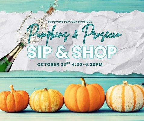 Giving away a FREE pair of shoes at our Pumpkins & Prosecco Sip & Shop