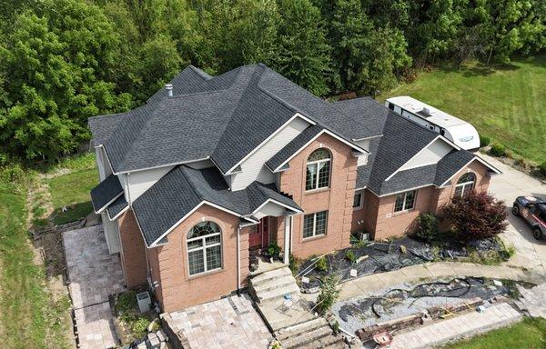 GAF Charcoal black on this beautiful roof also fully paid by insurance.