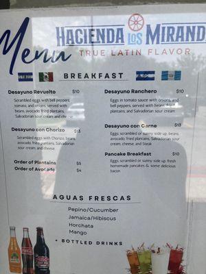 Breakfast menu