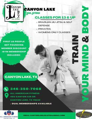 Our gym is inside of All American Fitness at
405 Canyon Cir Dr
Canyon Lake, Tx 78133