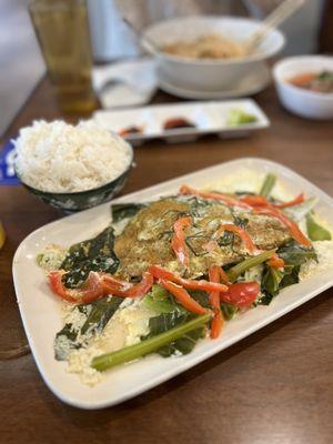 A AMok Trei steamed fish curry