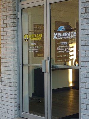 Front door and hours