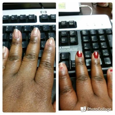 I received my gel manicure on Friday. It should not look like this just four days later.