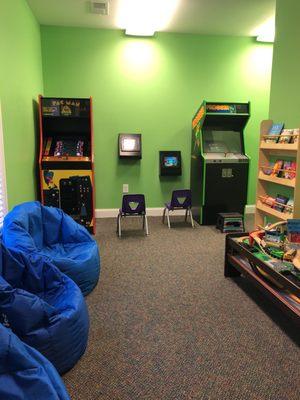 The kids activity area in the waiting room