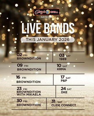 Happy New Year! There's still no place you'd rather be than ... Gerry's Grill. Check our band schedule this January