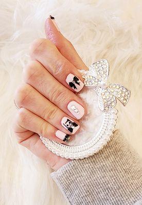 CND Shellac Manicure in a pretty powder pink with feminine Halloween vibes!