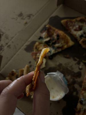 I ordered hand tossed and the slices were so thin! All the ingredients kept falling off. Worst pizza I've ever had from Domino's