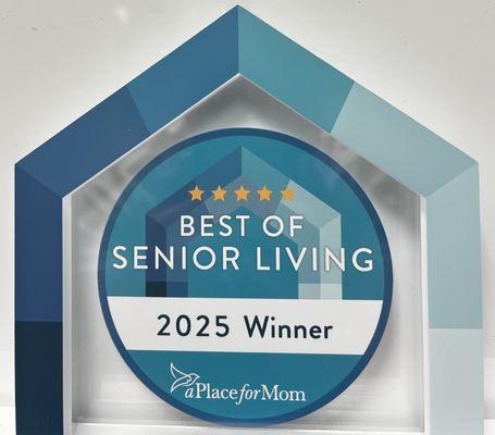 We're celebrating "Best of Senior Living," awarded to us by A Place for Mom. Thanks to all the families who made this possible.