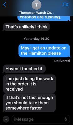 Screenshot of communication with owner